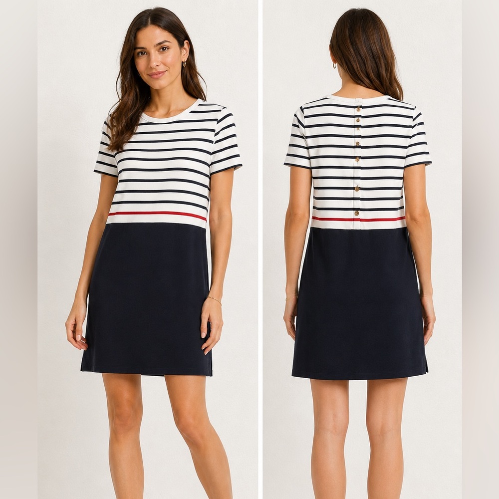 Lands' End Women's Heritage Heavyweight Cotton Jersey Elbow Sleeveโ Dress XS